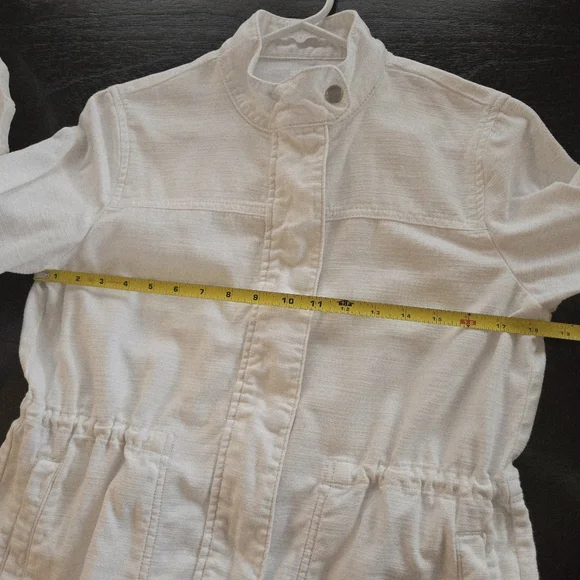 J.Crew white Utility jacket Cinch Drawstring PM Coastal Preppy Spring Summer EUC - Picture 7 of 15